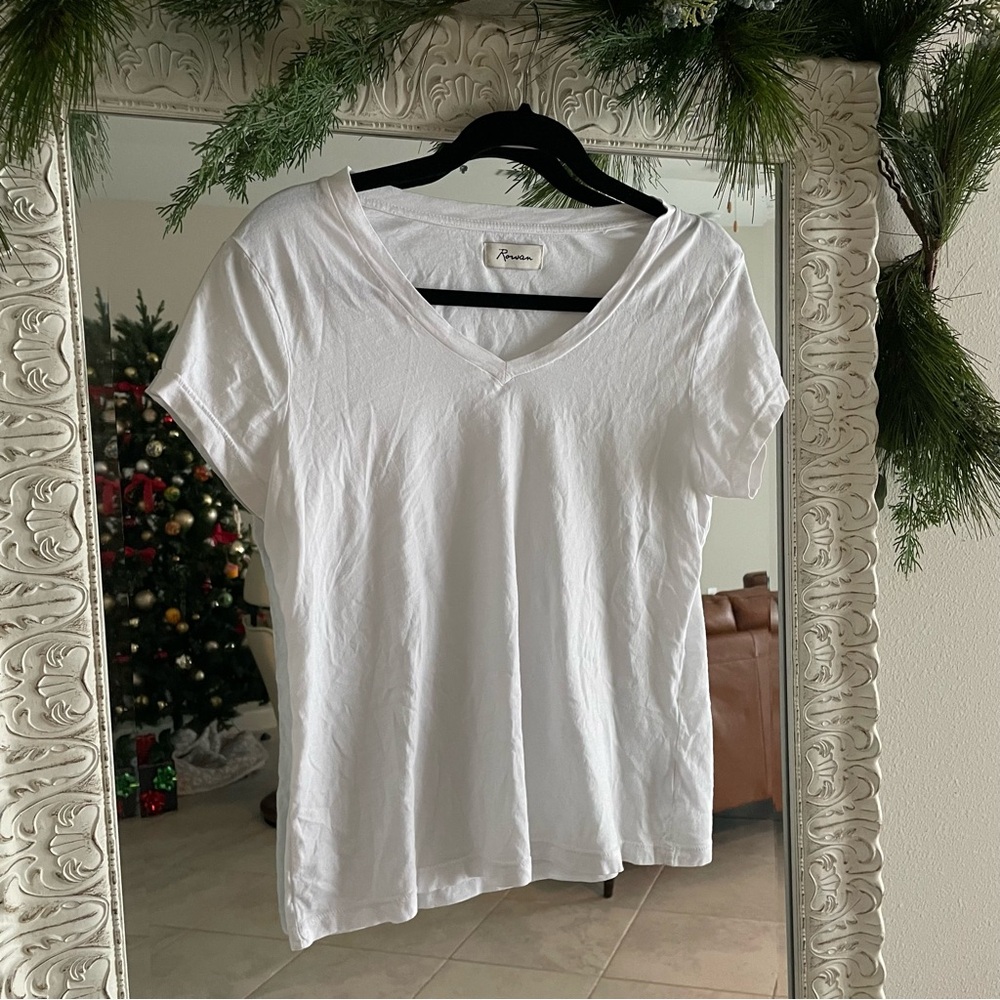 Rails Womens White V-Neck Short Sleeve Tee
